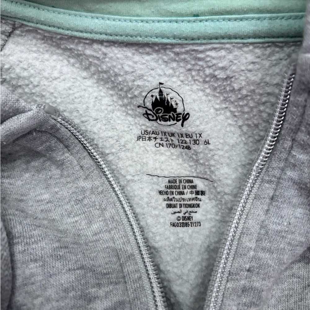 Disney Hoodie Gray Full Zip Disneyland Play In The Park Mickey Minnie Jacket 1X - Picture 6 of 7